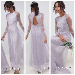 Long Sleeve Lilac Lace Dress